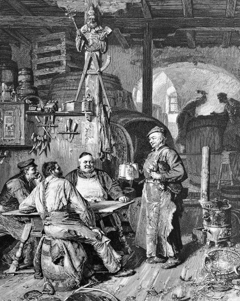 修道院酒窖里的工匠图片下载