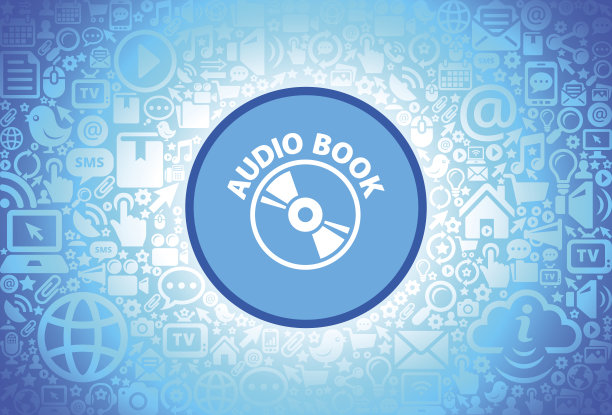 音频书籍图标上的互联网技术背景图片下载