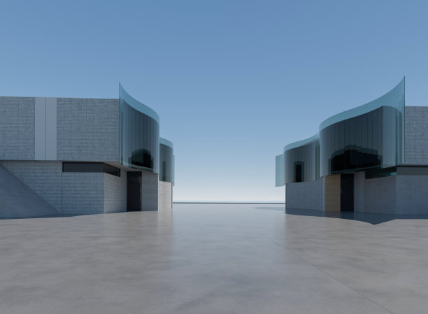 空旷的广场前的现代建筑图片下载