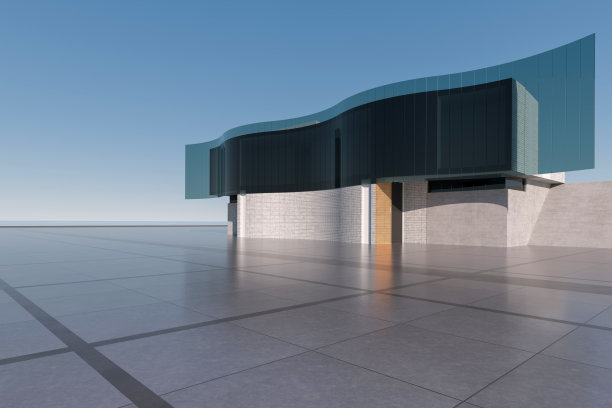 空旷的广场前的现代建筑图片下载