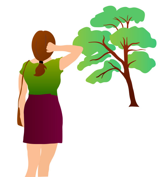 后视图年轻女子公园图片下载