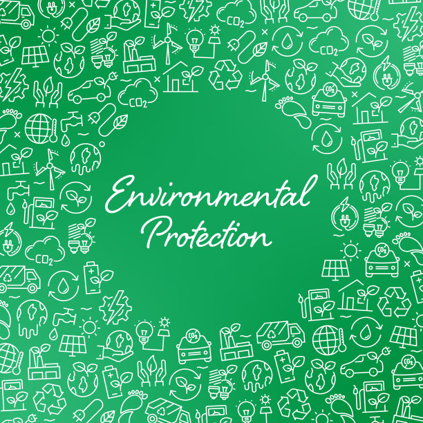 环境保护-绿色能源与自然概念矢量模式与抽象背景。图片下载