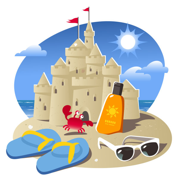 沙堡和防晒霜图片下载