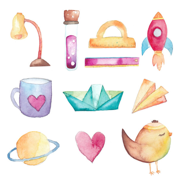 水彩回归学校元素图片下载