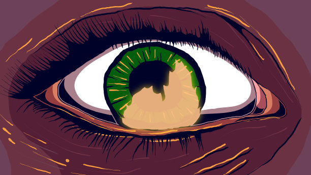 人的眼睛的卡通插图-火焰的闪光。图片下载