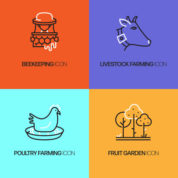 农业和农业相关的线图标，轮廓向量符号插图。图片下载