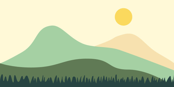 平山矢量插图。景观插图设计模板与美丽的山和树的图片。图片下载