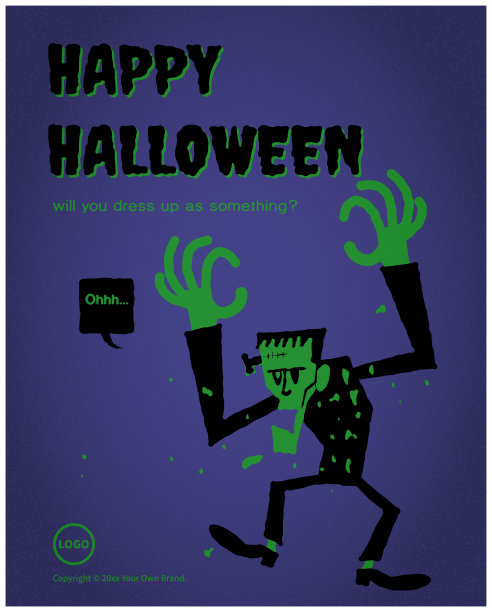 可怕的科学怪人说万圣节到了，穿上你最好的服装参加我们的怪物聚会图片下载