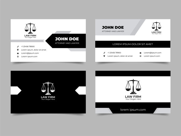 一套单色律师事务所名片模板图片下载