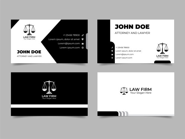 一套单色律师事务所名片模板图片下载