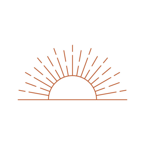 日落或日出波西米亚标志，阳光射线图标图片下载