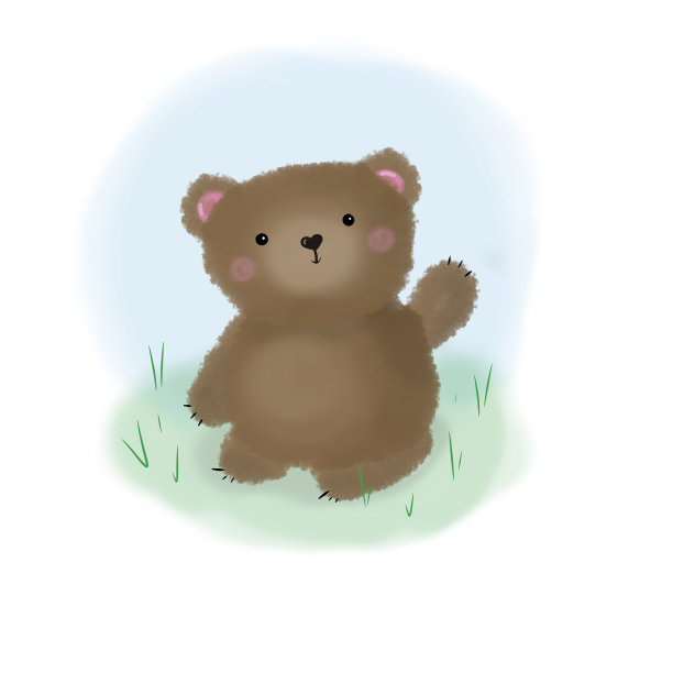 可爱的熊坐在空地上。水彩风格的儿童插图图片下载