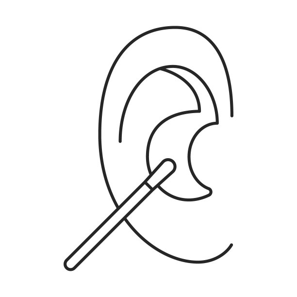 耳棒用于清洁耳朵，线条艺术。清洁棉签。棉签卫生保健。向量图片下载