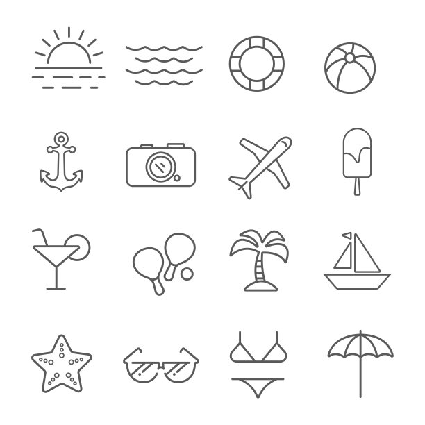 夏季线条图标图片下载