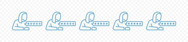客户留下一颗星到五星的服务评级图标集。客户评价满意度反馈调查矢量设计图片下载