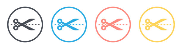 剪刀图标在平面风格矢量插图集合图片下载