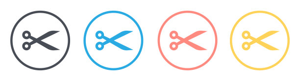 剪刀图标在平面风格矢量插图集合图片下载