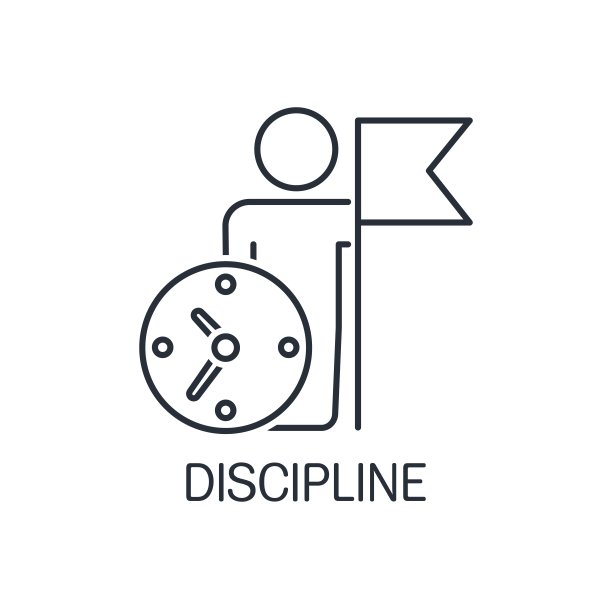 纪律。准确性。矢量线性图标隔离在白色背景。图片下载