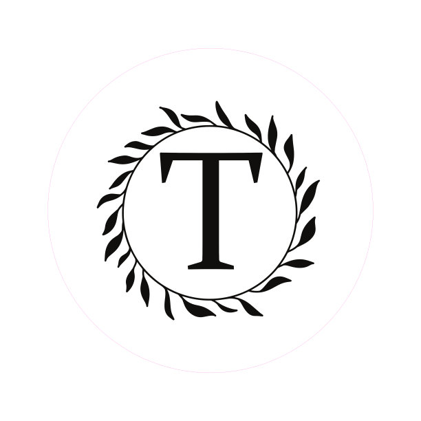 字母“T”首字母圆形花框架，矢量字母组合标志，环状文件图片下载