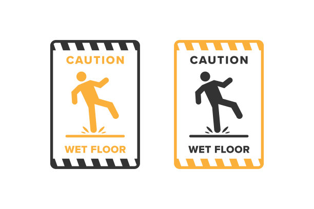 湿地板图标矢量设计，招牌警告图标湿或滑的地板图片下载