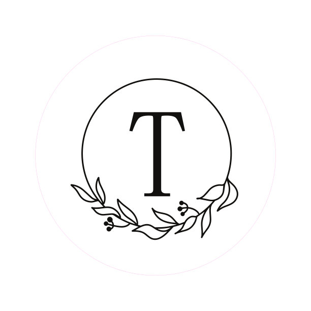 字母“T”首字母圆形花框架，矢量字母组合标志，环状文件图片下载