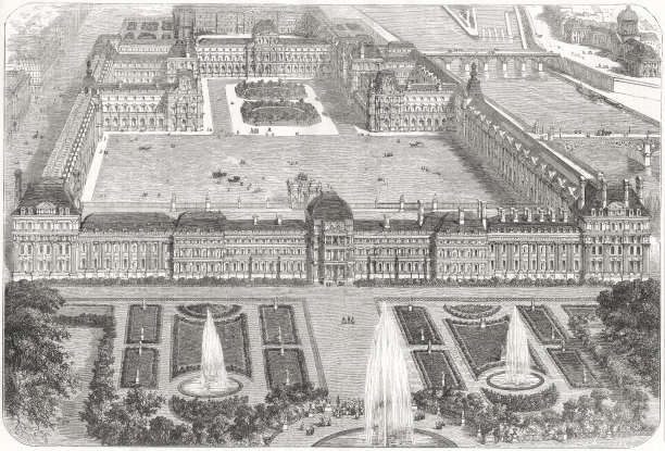 巴黎，杜伊勒利花园，鸟瞰图图片下载