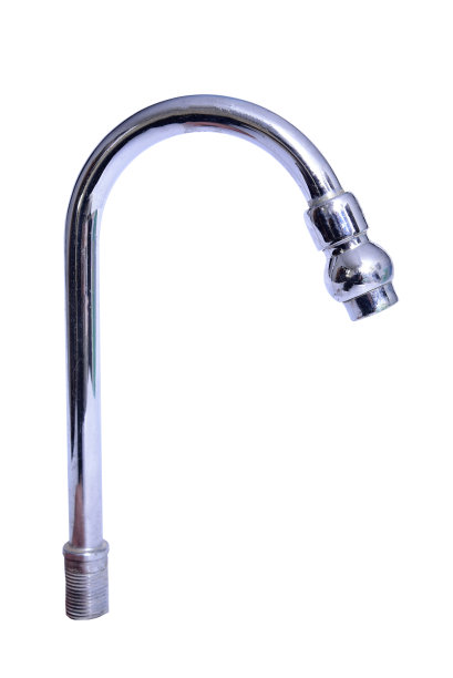 金属淋浴水槽水龙头淋浴浴室部分水管隔离白色背景图片下载