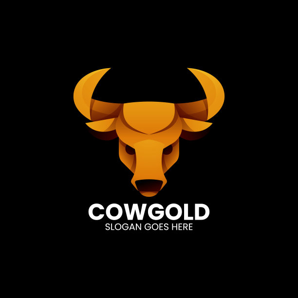 矢量插图牛金色渐变彩色风格图片下载