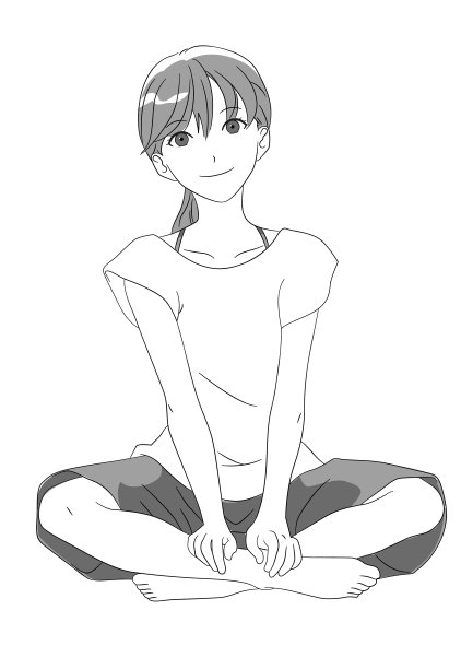 坐着的女人，穿着轻松，微笑着，黑白相间图片下载