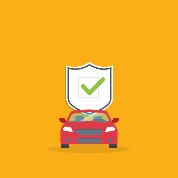 汽车护栏防护罩标志，碰撞保险标志，汽车服务。矢量图图片下载