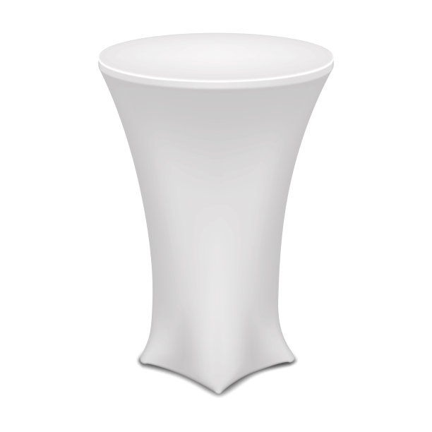 空白的白色鸡尾酒桌矢量模型。贸易展销会圆形柜台展示架实物模型。设计模板图片下载