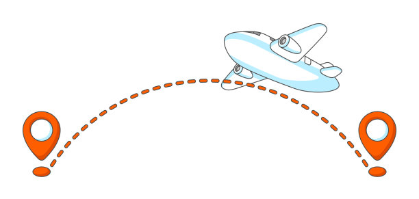飞行距离飞机。旅游插画和旅游背景。图片下载