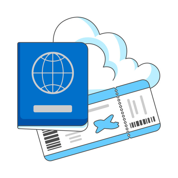 旅行飞机插图。旅游广告票证、护照。图片下载