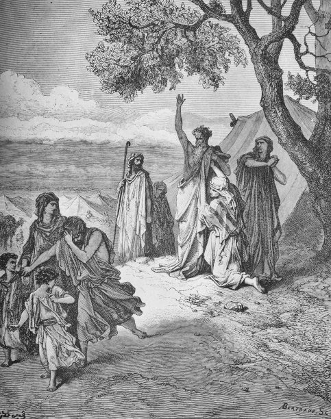 诺亚诅咒哈姆在古书圣经图片，由G.多雷，1897年图片下载