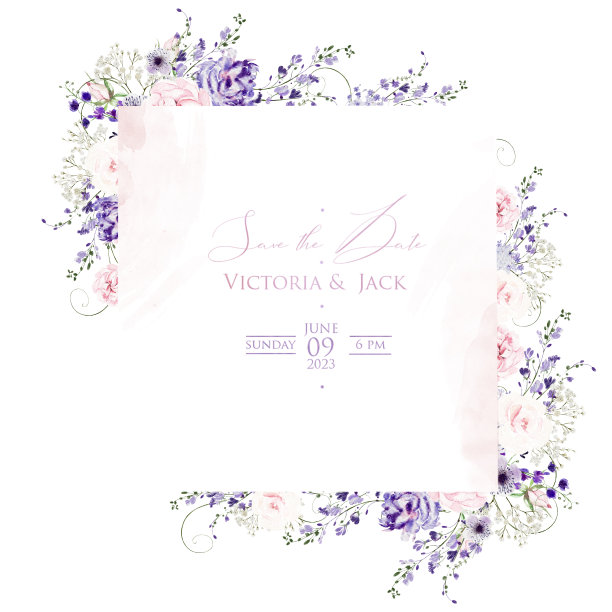 水彩婚礼卡片，有花，玫瑰和野花，绿叶。图片下载