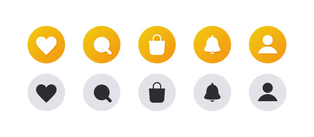 电子商务网站或UI UX图标集。搜索、购物车和通知图标。矢量可缩放图形图片下载