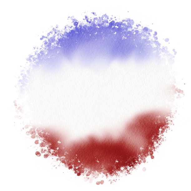 情怀的水彩画为泼洒升华。笔触美利坚合众国国家国旗插图。背景为圆形打印。蓝色和红色插图图片下载