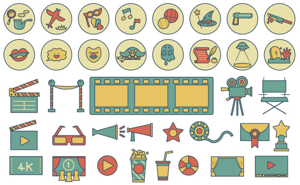 电影图标插图集图片下载