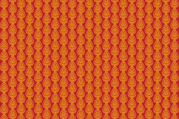 插图，泰国艺术在红色背景上的抽象图案。图片下载