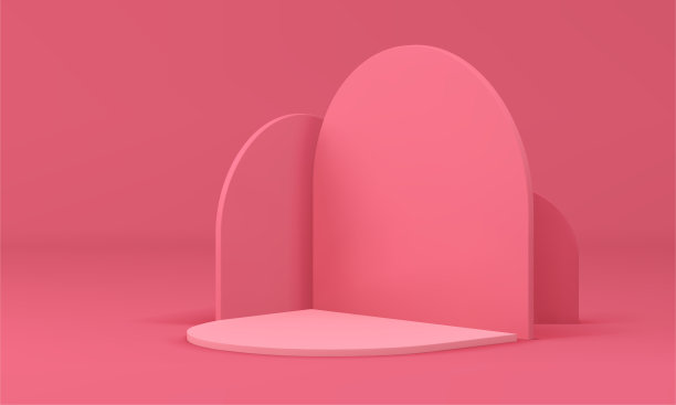 三维基座半圆形几何舞台角墙的产品推广演示现实向量图片下载