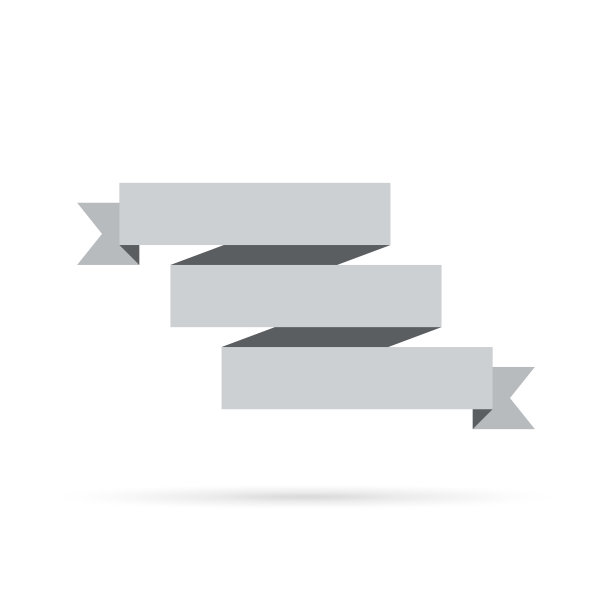 灰色丝带，孤立在白色背景-设计元素图片下载