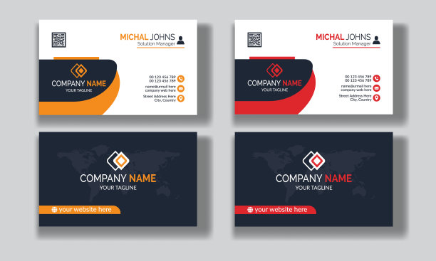 可编辑的清洁现代企业名片模板设计图片下载