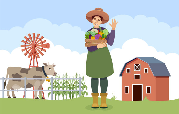 秋天的收获。漂亮的农民。有机食品。蔬菜。图片下载