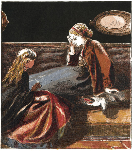 一张维多利亚时代生病女孩在船舱里的彩色照片图片下载