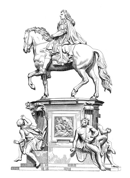 古董插图:艺术，勃兰登堡选帝侯的骑马雕像，柏林，德国夏洛滕堡宫图片下载