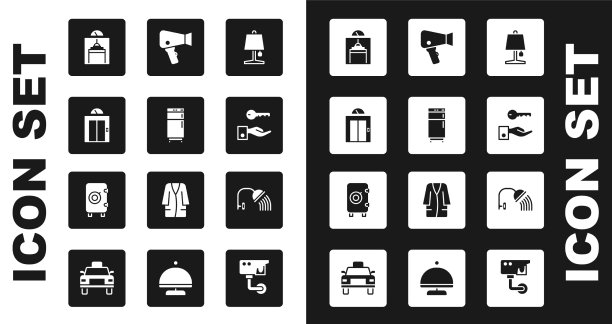 酒店门上设置台灯、冰箱、电梯图片下载