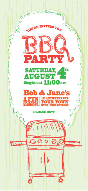简略风格的烧烤邀请设计模板图片下载