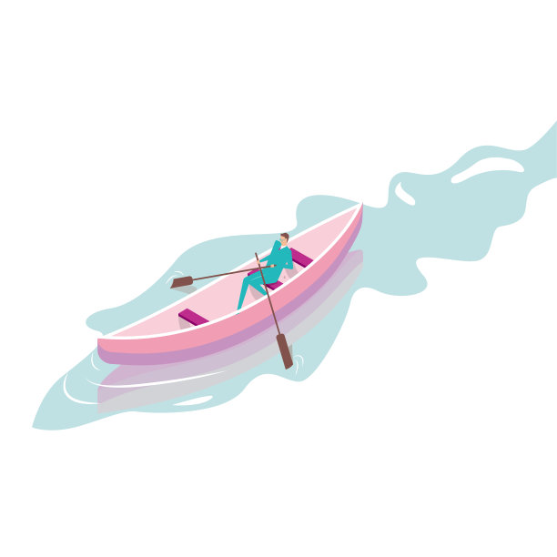 商人在冬天划船，破冰。图片下载