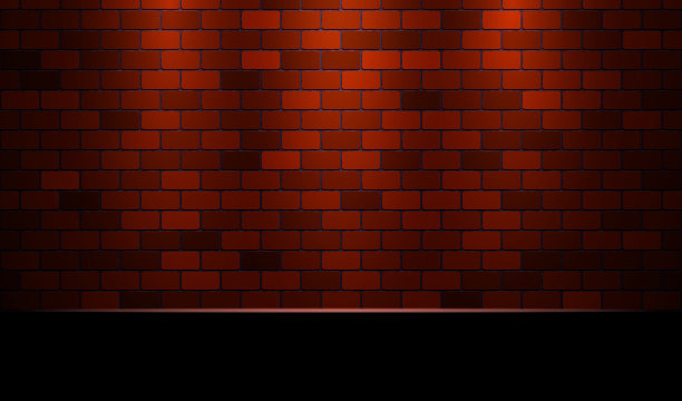 聚光灯照亮砖墙背景图片下载