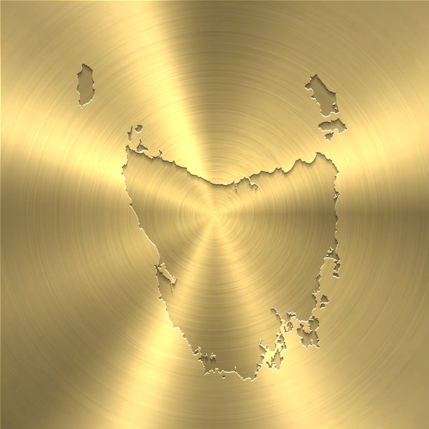 塔斯马尼亚地图上的金色背景-圆形拉丝金属纹理图片下载